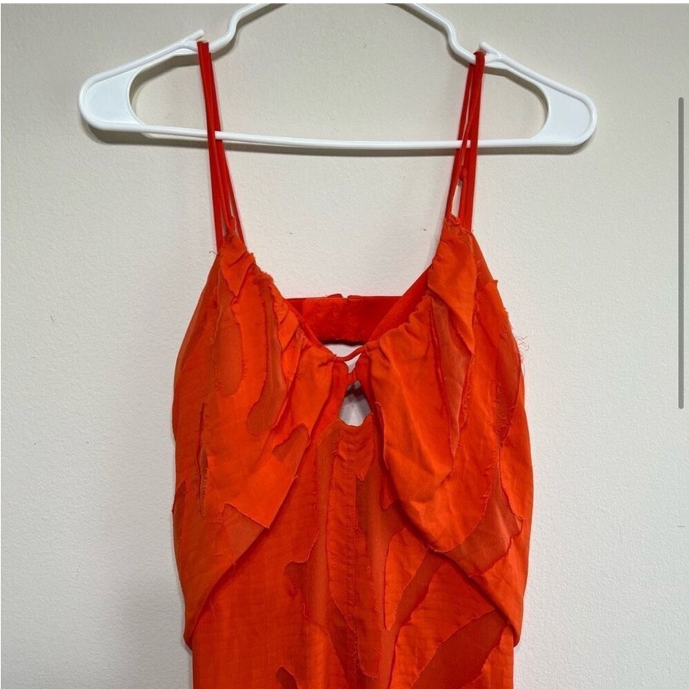 Jonathan Simkhai Scarlet Orange Katie Textured Slip Dress 6 Women - Picture 3 of 11